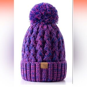 PAGE ONE Womens Winter Beanie Crossed Cap Chunky Cable Knit Hat